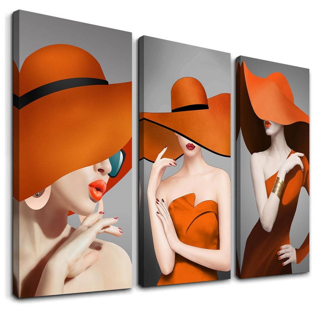 4421 Elegante Frau mit Hut Leinwandbild 120x80 cm