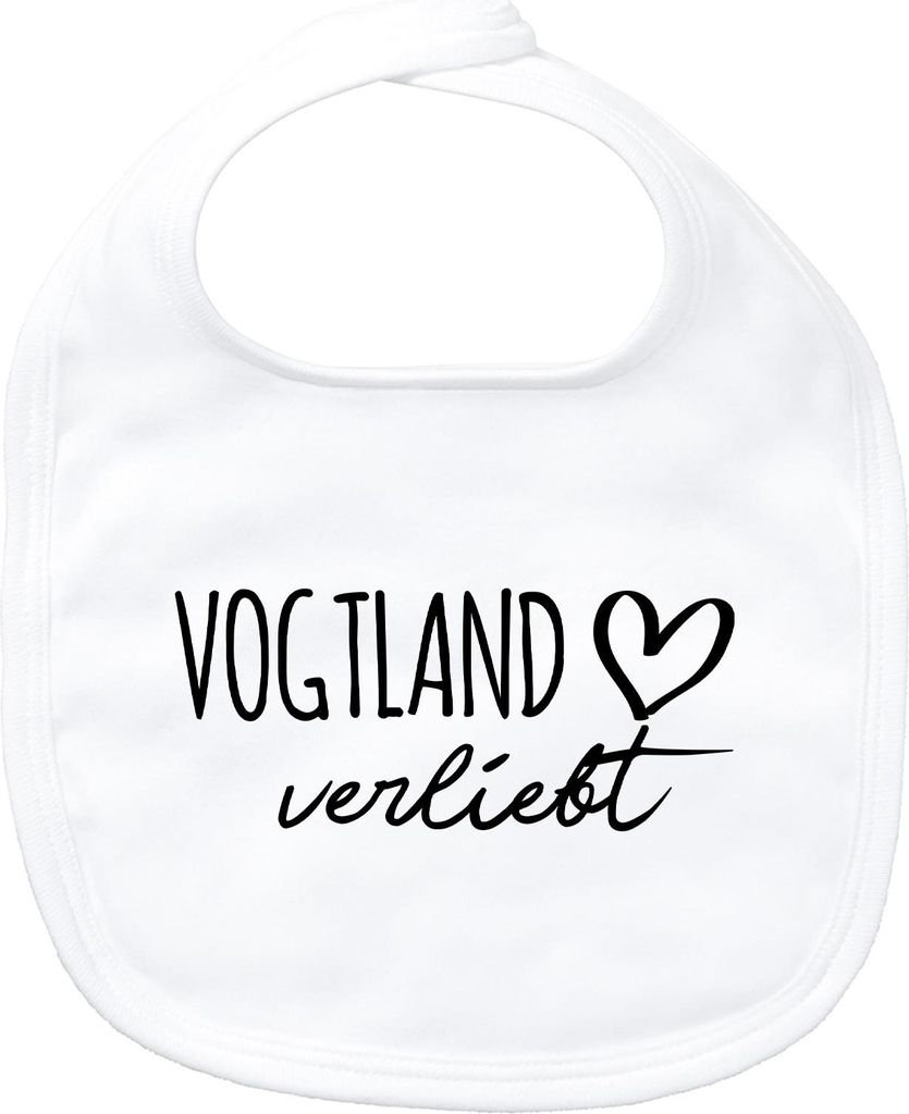 Huuraa Baby Lätzchen Vogtland verliebt White Klettverschluss Baumwolle Latz Geschenkidee