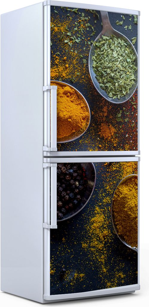 Kühlschrankdekoration 60x180 cm Aufkleber auf dem Kühlschrank - Gewürze Gemüse
