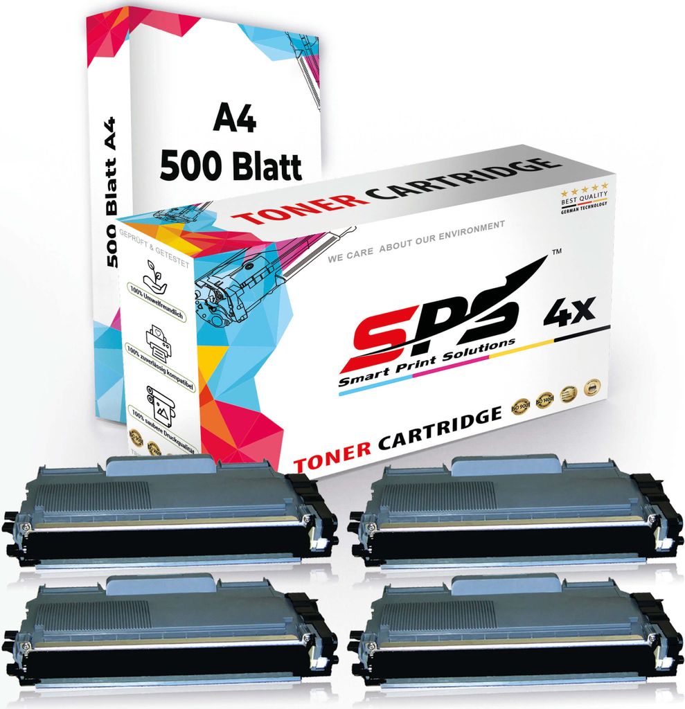 Druckerpapier A4 + 4x Multipack Set Kompatibel für Brother HL-2140 (TN-2120) Toner-Kit Schwarz XL 5200 Seiten