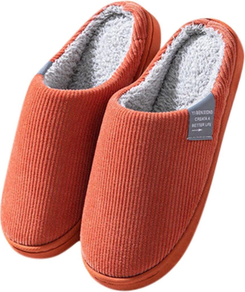 ASKSA Hausschuhe Damen Herren Winter Pluesch Pantoffeln Warm Filzpantoffeln Frauen Bequeme Filz Slippers, Orange, Groesse: 36-37