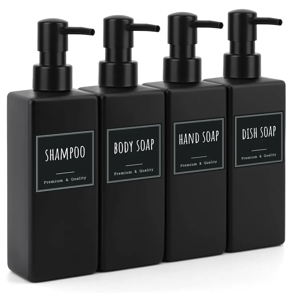 Rangement douche : Distributeur de shampoing rechargeable 500ml noir