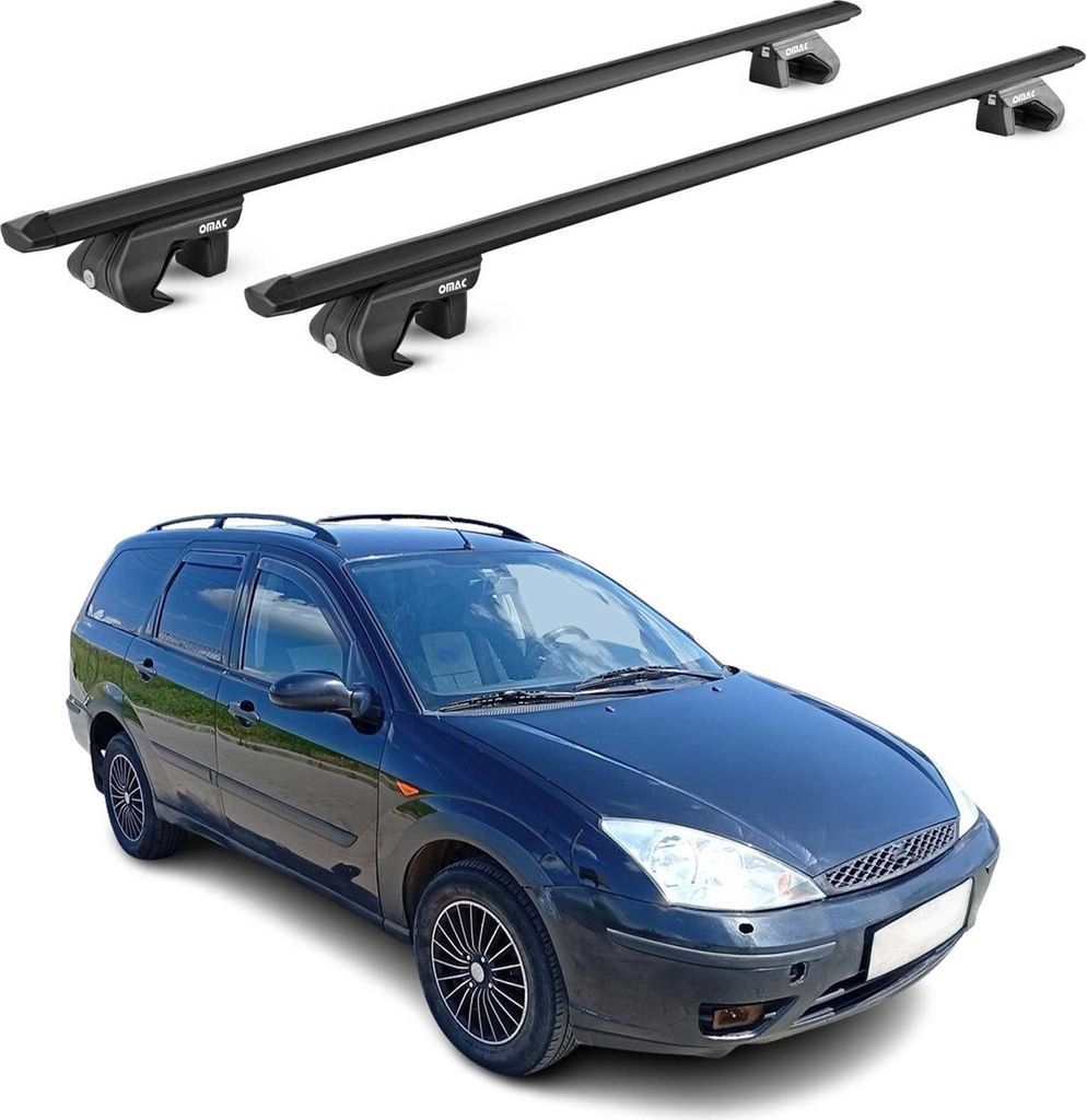 Dachträger Gepäckträger für Ford Focus I II Wagon 1999-2011 Alu Schwarz 2x ABE