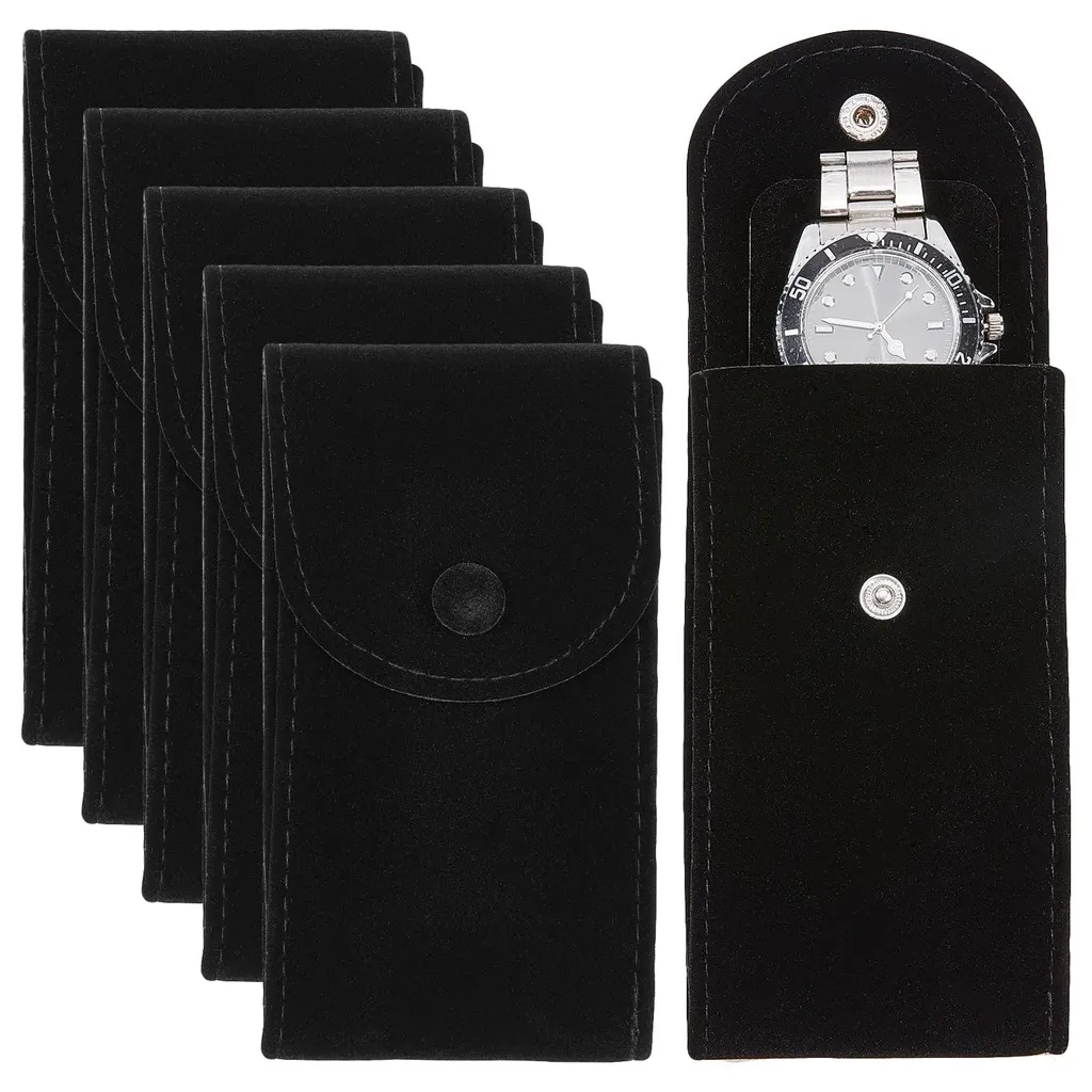 Trousse de voyage pour montre et étui de luxe 6 slots en velours noir