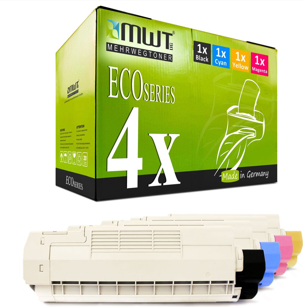4 Mehrwegtoner kompatible Lasertoner ersetzt OKI 43865723 43865721 43865724 43865722 Mehrfarbig