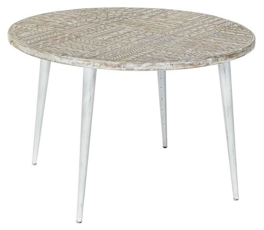 Beistelltisch DKD Home Decor 8424001820115 75 x 75 x 50 cm Gold Metall Weiß Mango-Holz (75 x 75 x 50 cm)