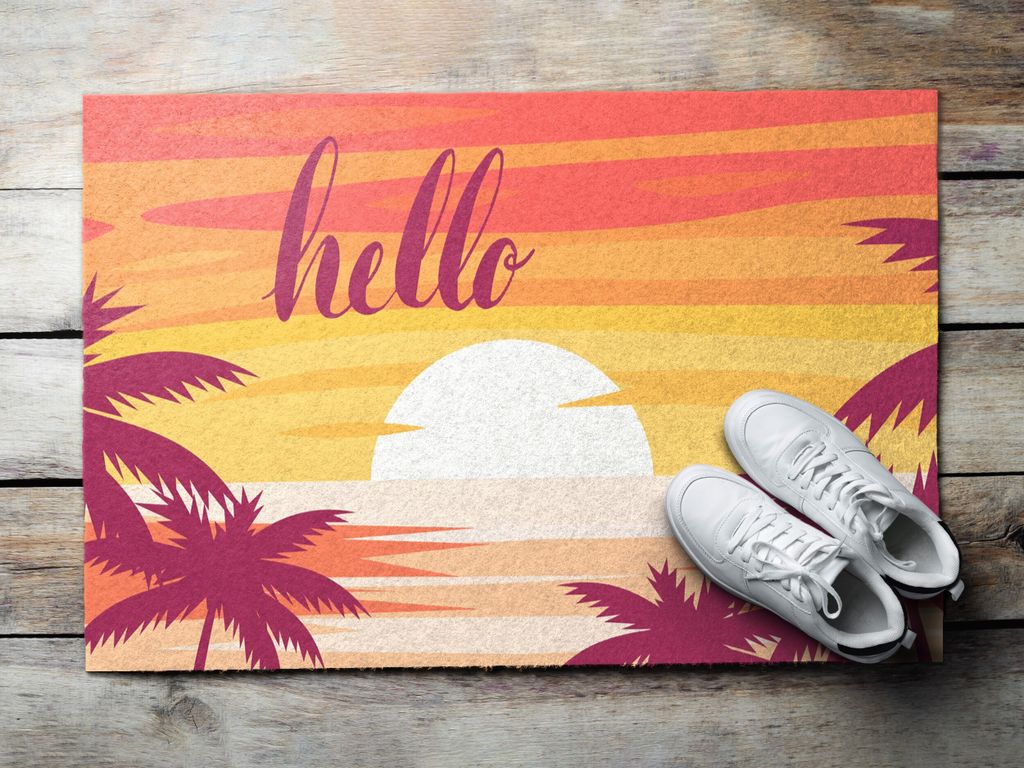 Fußmatte Aussen - Schuhmatte Haustür- Schmutzfangmatte Türvorleger - Outdoor Teppich Schmutzfänger - 90x60 cm - Sonne