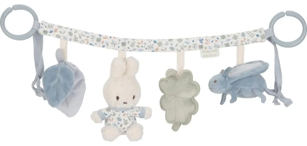 Arche de poussette souple Miffy Lucky Leaves bleue en tissu tout doux