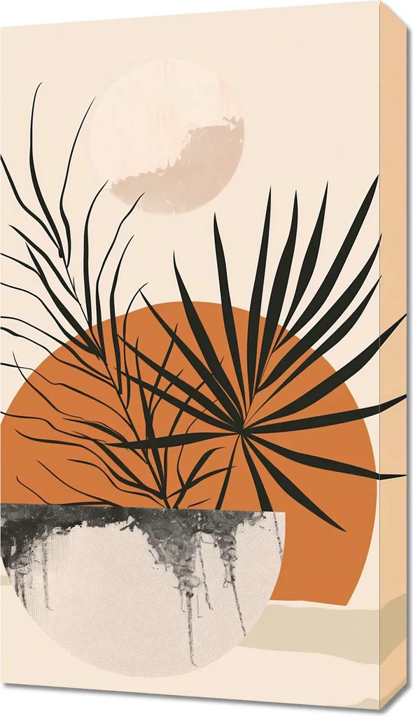 Offerta Quadro 40x70 Tramonto tra le palme - Tela Arredo Economica