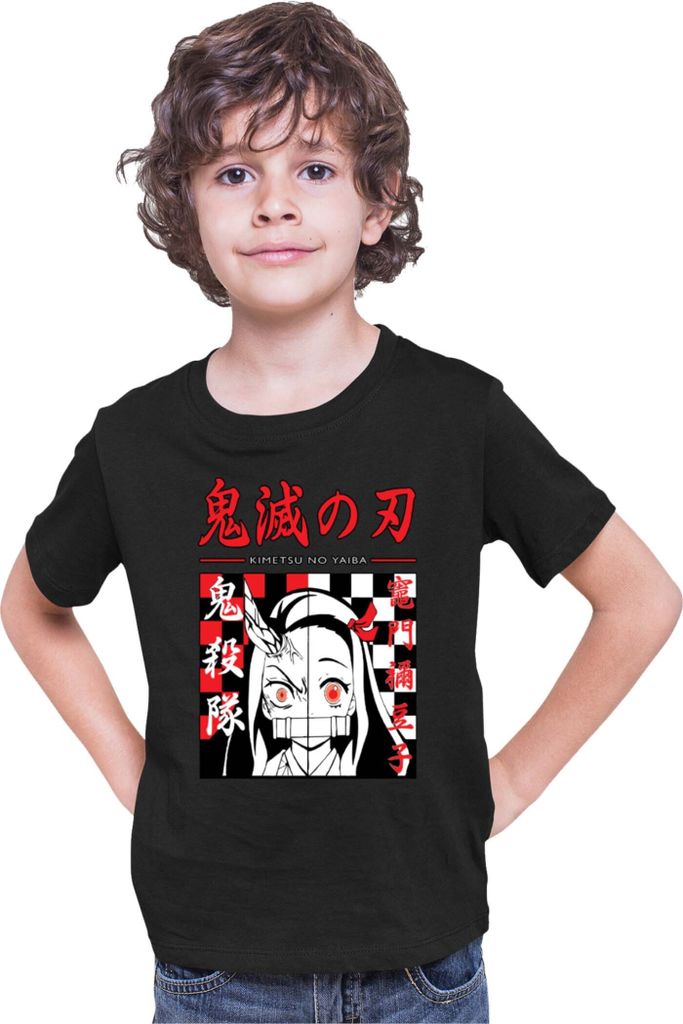 Kinder T-Shirt Demon Anime Slayer Kimetsu No Yaiba Nezuko Kamado 009, 3-4 Jahr - 104 / Schwarz