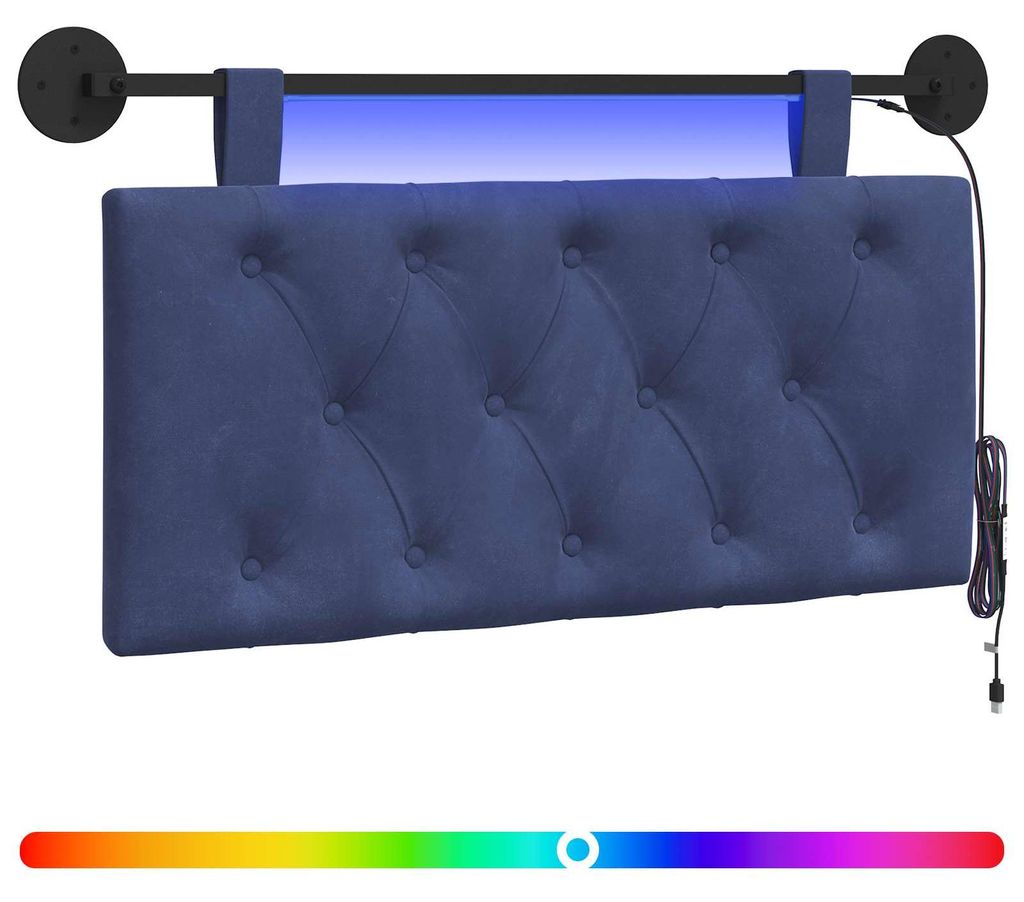 vidaXL Hängendes Kopfteil Mit LED Licht Polizeiblau Samt