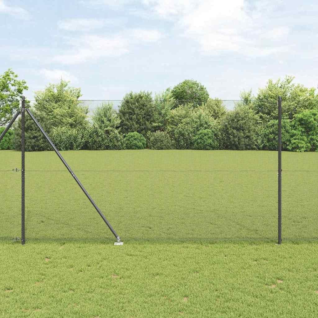 Zaunpfosten Grau 25 x 1,6 m (12 x 12 mm Netz) Stahl und PVC