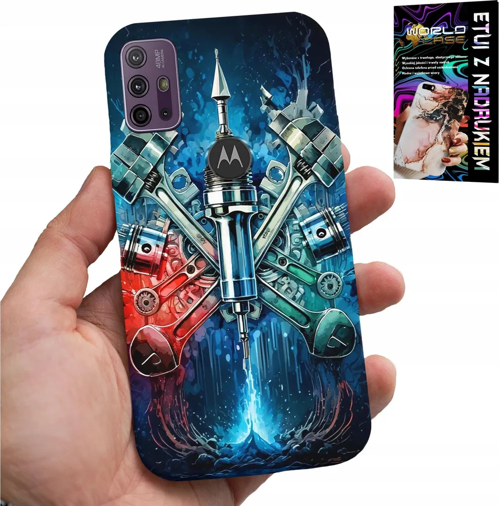Motorola Moto G10 G30: Custodia Motore Meccanico e Vetro - Look Unico