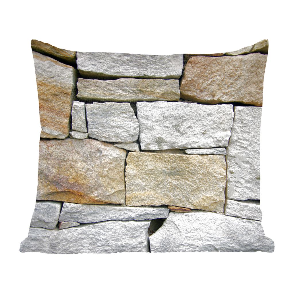 MuchoWow Zierkissen Sofakissen Wohnzimmer Dekokissen 40x40 cm Steinmauer ohne Zement - Foto Kissen - Schlafzimmer Dekoration