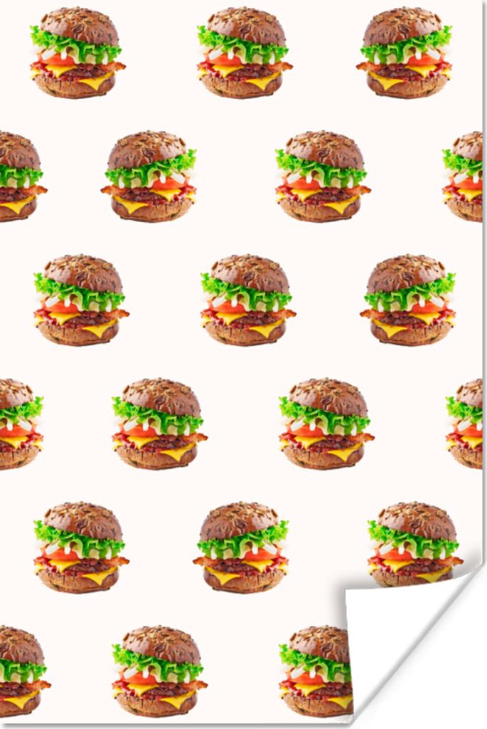 MuchoWow Poster Hamburger - Farben - Muster 20x30 cm - Papierdruck