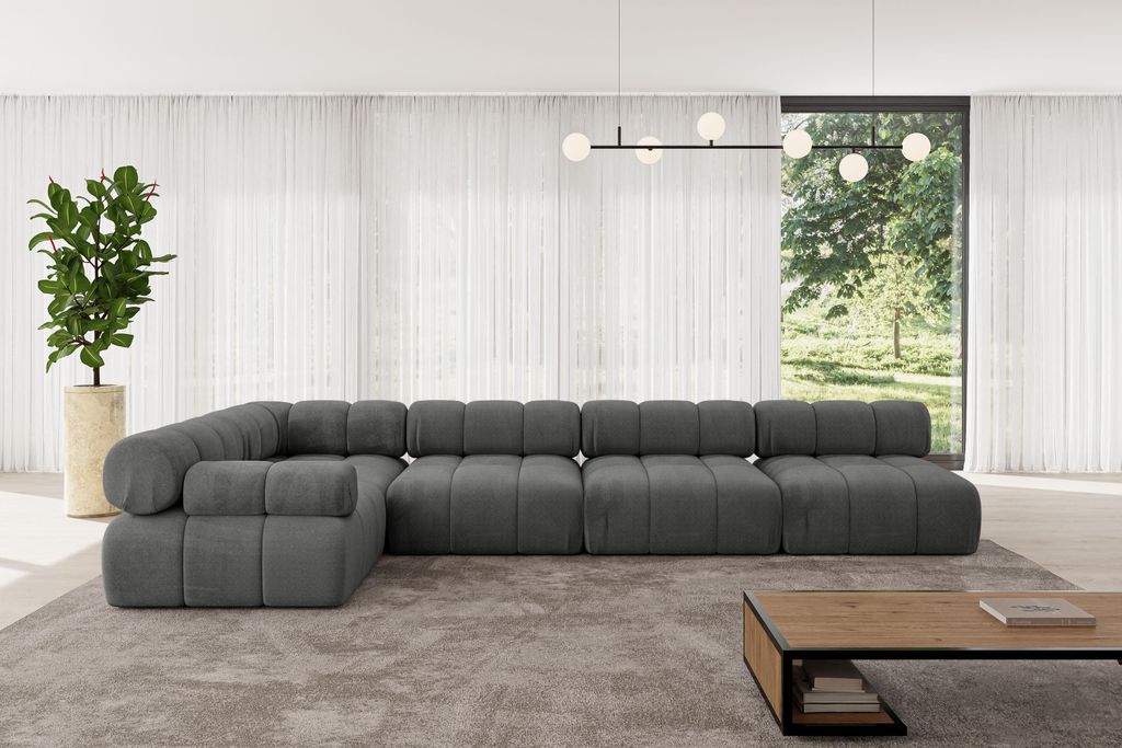 ALTDECOR Modulares Sofa Ecksofa in L-Form - Mende-L3 - 380x190x70 cm Dunkelgrau Corner modular Sofa Eckcouch Couch Wohnlandschaft Cauchsofa Polster...