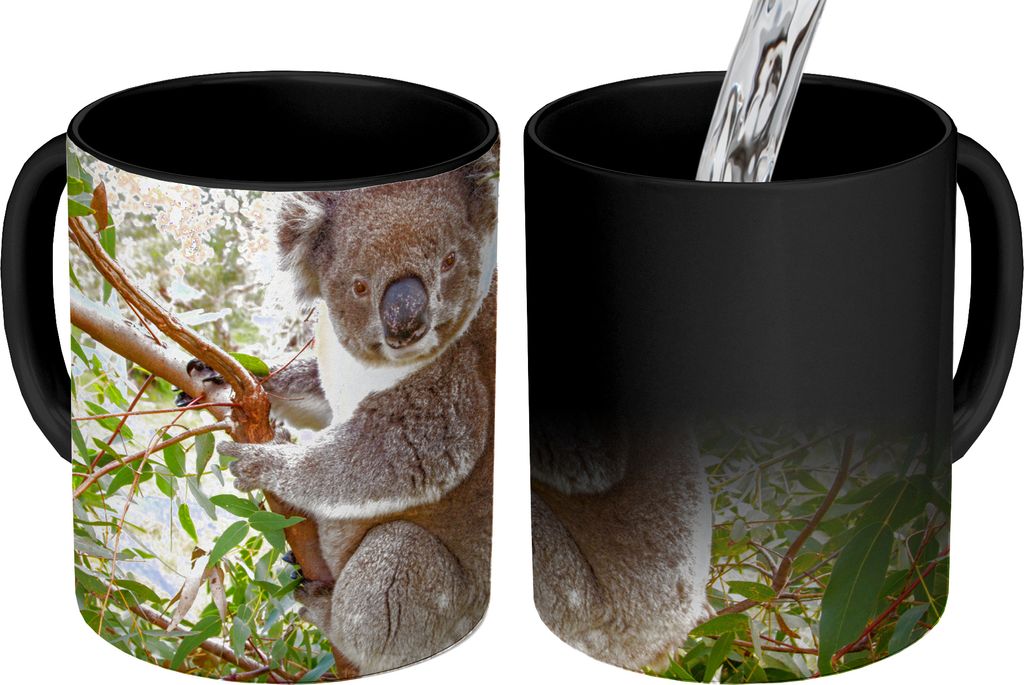 MuchoWow Zauber Tasse Zaubertasse Magic Koala - Baum - Blätter - Kinder - Jungen - Mädchen 350 ml Farbwechsel Becher Geschenk Geschenkidee - Ma...