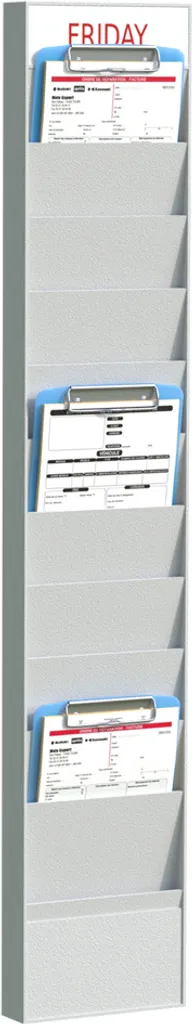 Présentoir Mural 10 Compartiments A5 Gris pour Tri de Documents Paperflow