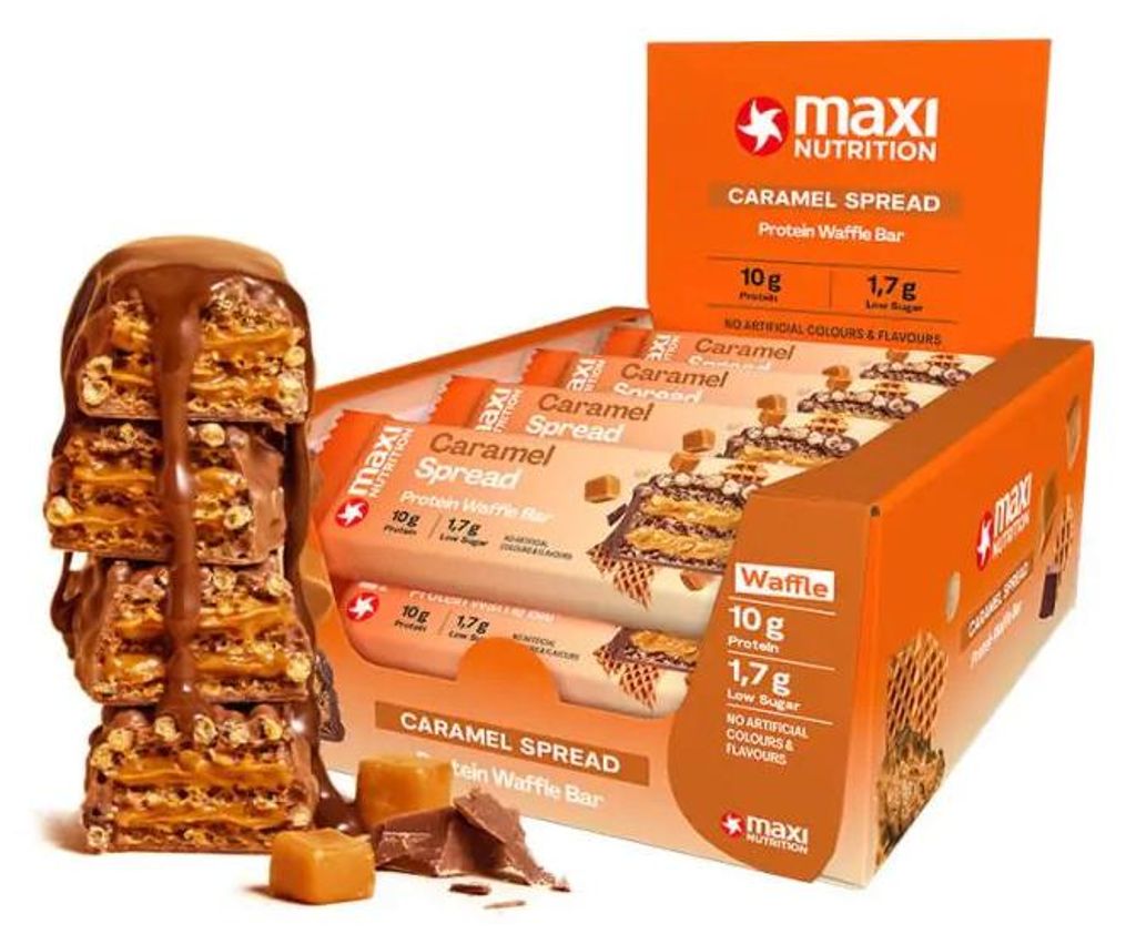 MaxiNutrition Protein Waffle Bar 12x40g - Caramel Spread