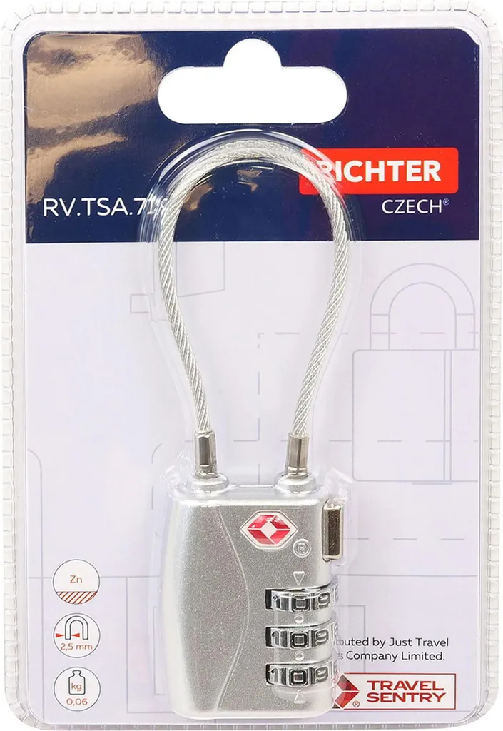 Cadenas à Câble TSA Richter Czech RV.TSA.719.STR pour Valise et Sac
