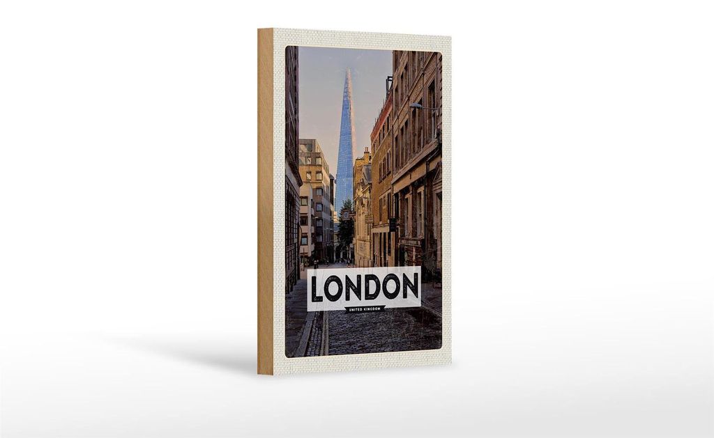 Holzschild Reise 12x18 cm London UK Innenstadt Reiseziel Trip