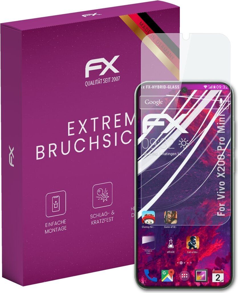 atFoliX FX-Hybrid-Glass Displayfolie kompatibel mit Vivo X200 Pro Mini Glasfolie