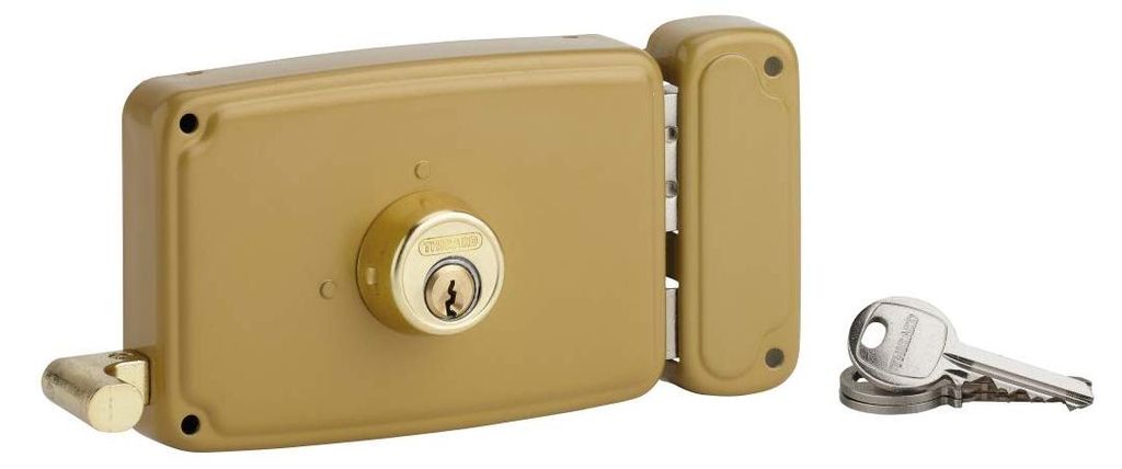 Serrure horizontale en applique double entrée à tirage pour Image du produit 