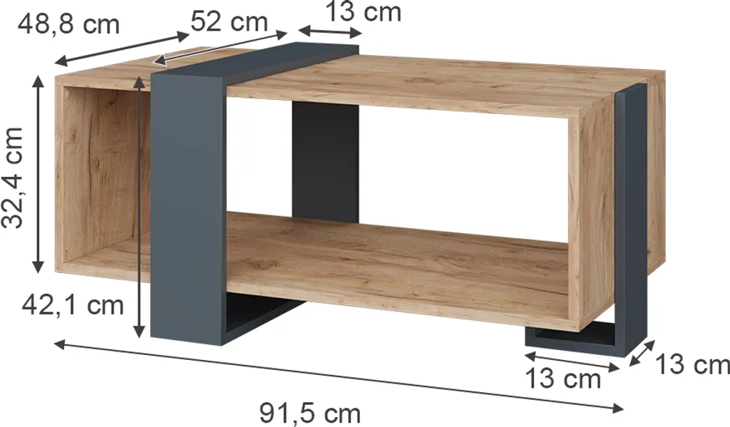 Table basse de salon moderne pour apéritifs Vicco Aven Anthracite 91cm - 2