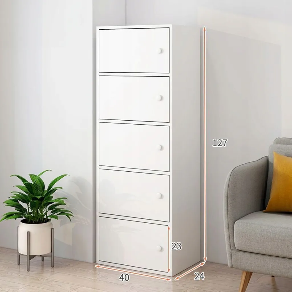 Commode large blanche à 5 étagères de rangement grand format - 12
