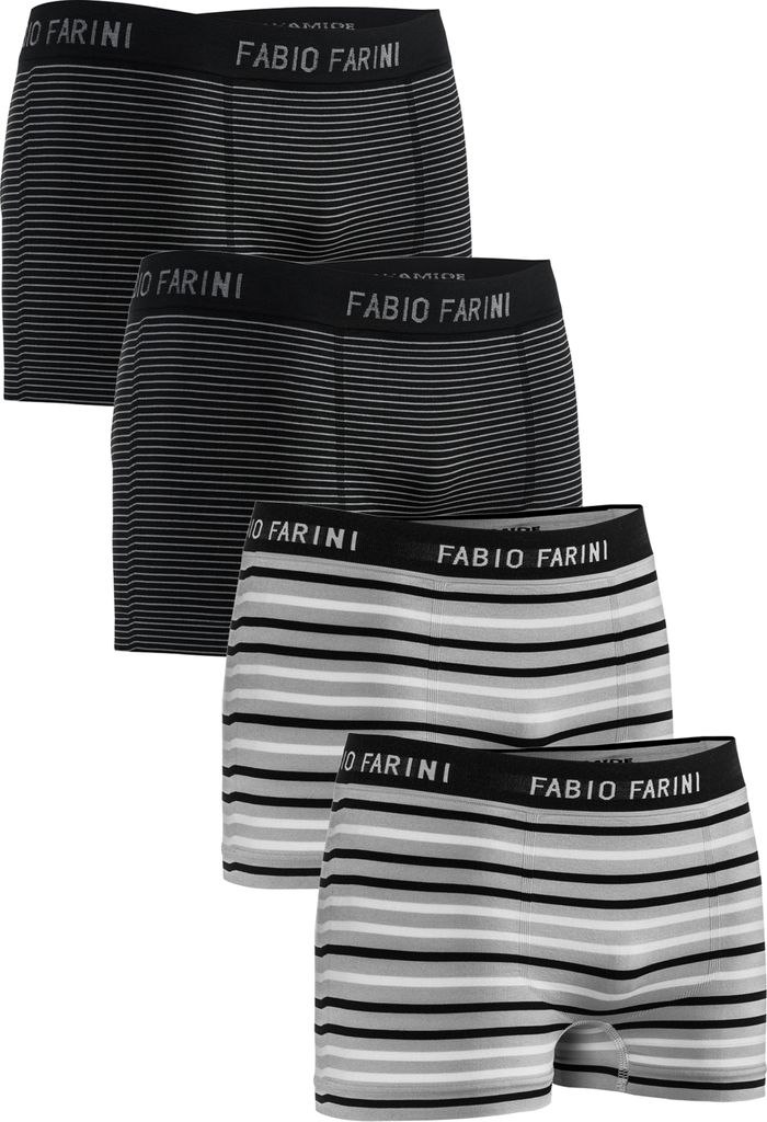 Fabio Farini - 4 Stück Herren Unterhosen - Männer Retroshorts aus weicher Microfaser im sportlichen Look mit Logoschriftzug