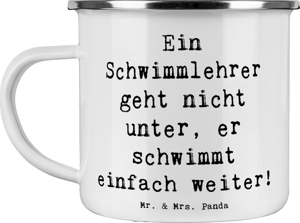 Mr. & Mrs. Panda Emaille Tasse Spruch Schwimmlehrer Motivation - Weiß - Geschenk, Schwimmbad, wanderbecher, Berufsgestaltung, Geschenke für Beruf...