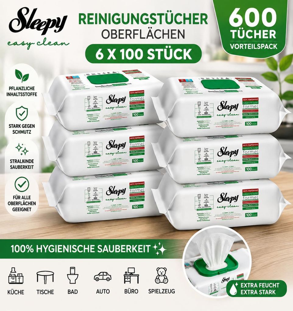 Sleepy Easy Clean Reinigungstücher White Soap 6x100 Immagine del prodotto 