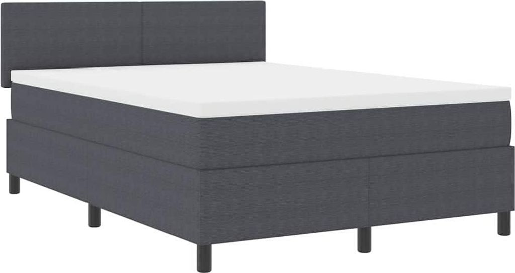 vidaXL Boxspringbett Dunkelgrau und Weiß 140 x 190 cm Cordstoff