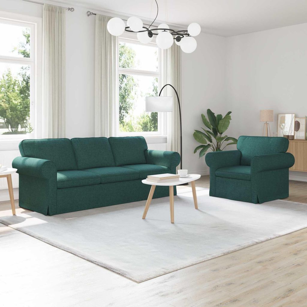 "Spring Sale"2-Sitzer Sofa Couch 180cm - 2 pcs - elegantes Design - Doppelsofa - Couch - Dunkelgrün Metall DE669356 - Klassische Sofas