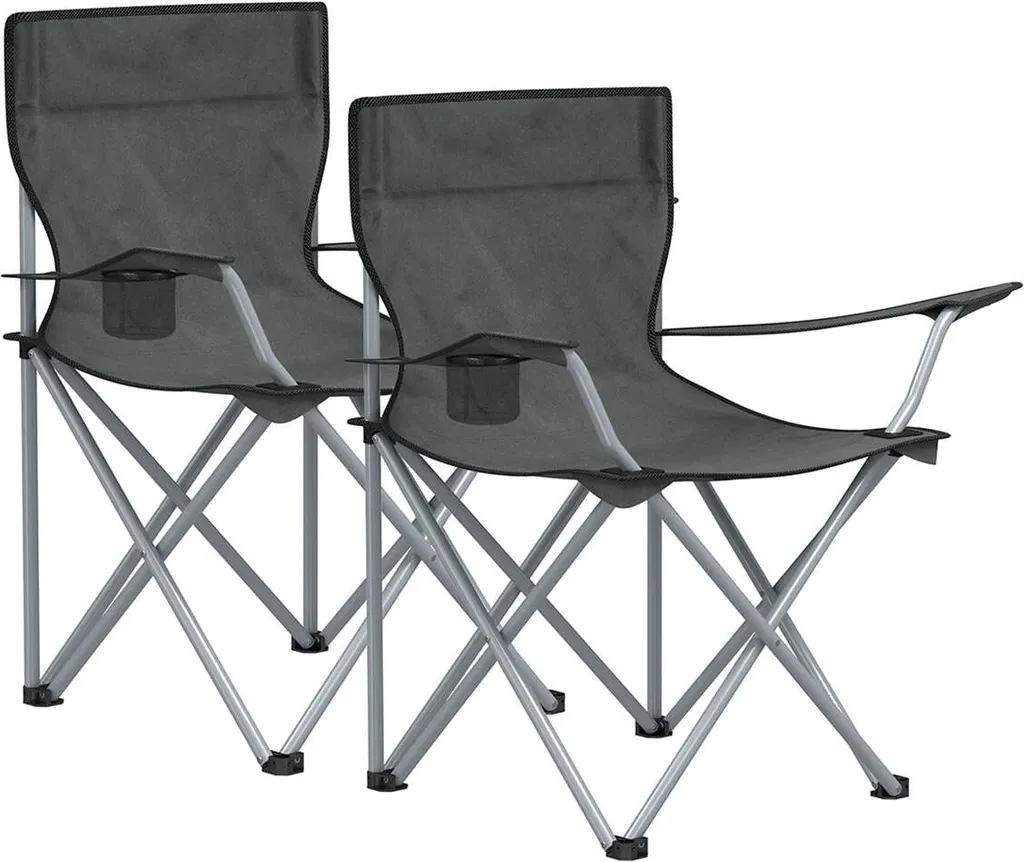 Rootz Lot de Chaises de Camping en Acier Gris et Tissu Oxford 84 cm