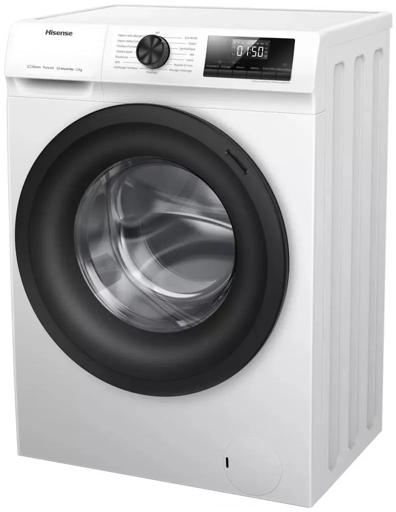 Machine à laver Hisense 12kg Grande Capacité avec Programme Vapeur
