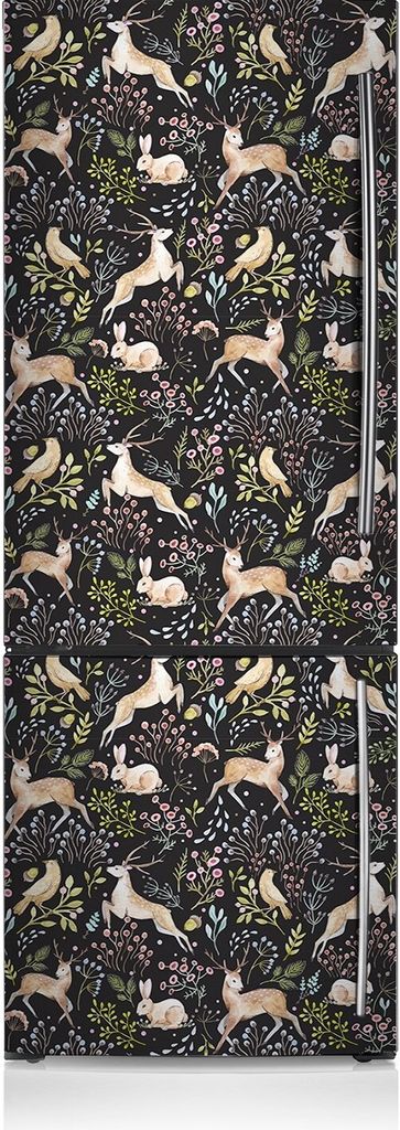 Kühlschrank Aufkleber Kühlschrankmagnete Dekoration Kühlschrankfolie 60x205 cm - Tierwald