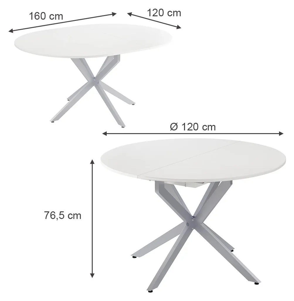 Table Vicco Loyd 120 cm blanc et gris : design moderne et robuste 51778 - 7
