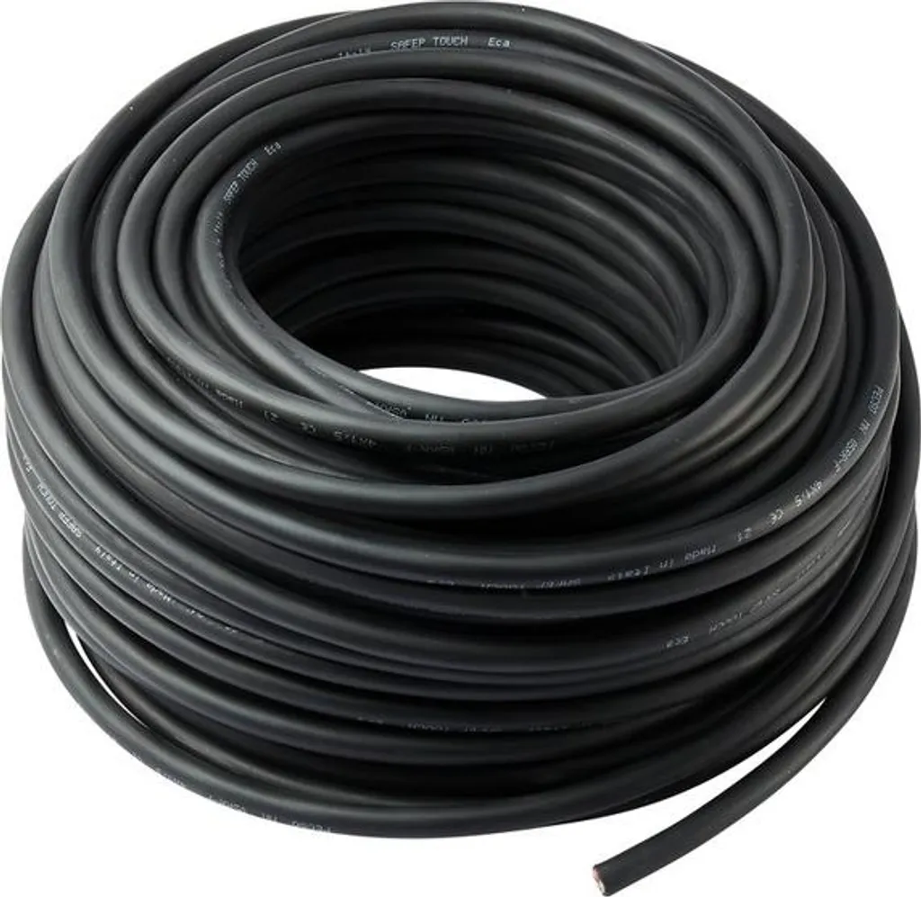 Câble électrique souple 4 conducteurs 1,5 mm² isolation caoutchouc noir