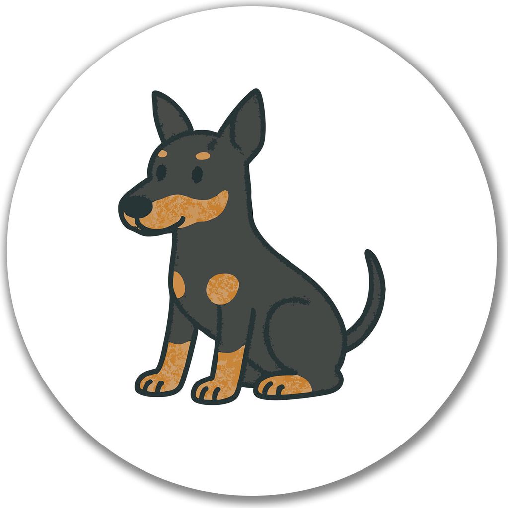 Huuraa Aufkleber Manchester Terrier Comic Manny 10cm rund Sticker Geschenkidee