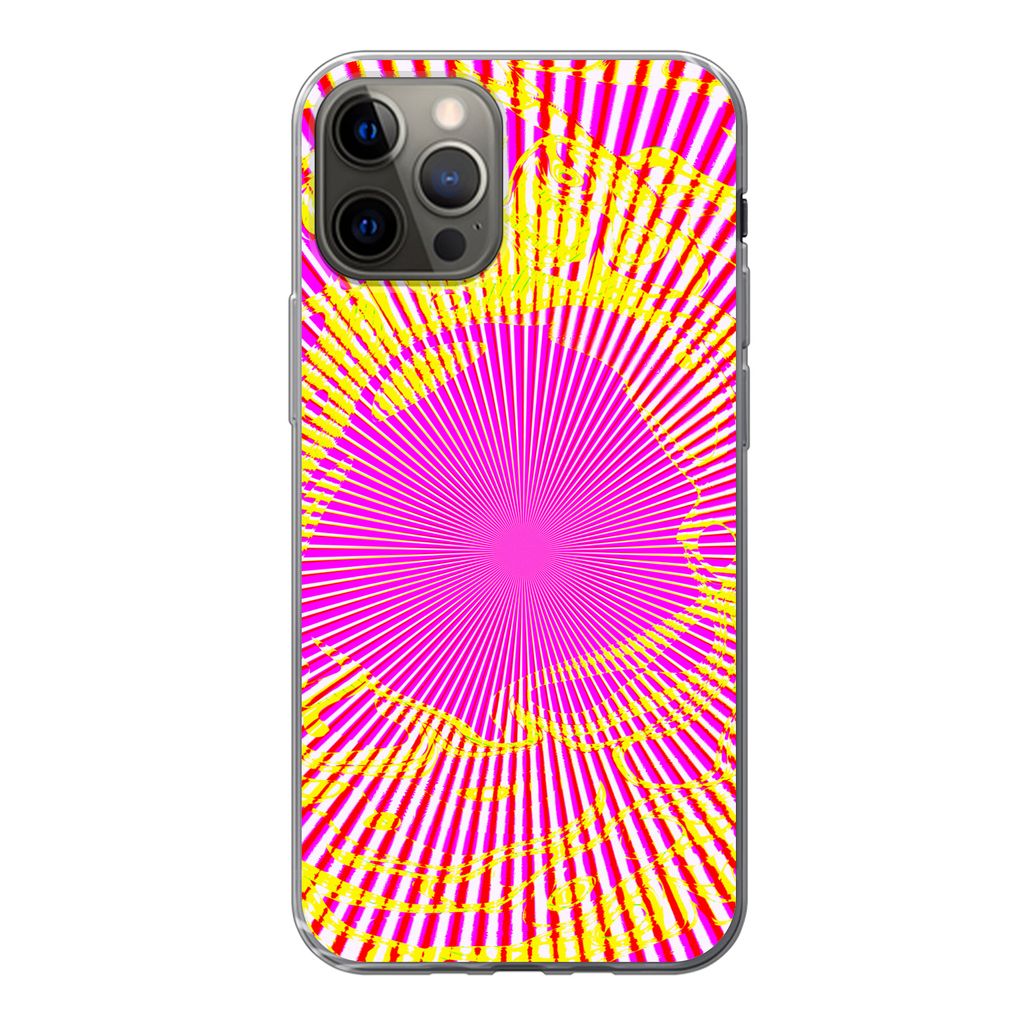 MuchoWow Handyhülle Schutzhülle Hülle für iPhone 12 Pro Kunst - Jet - Psychedelisch Silikon Softcase Handy Hülle - Abdeckung