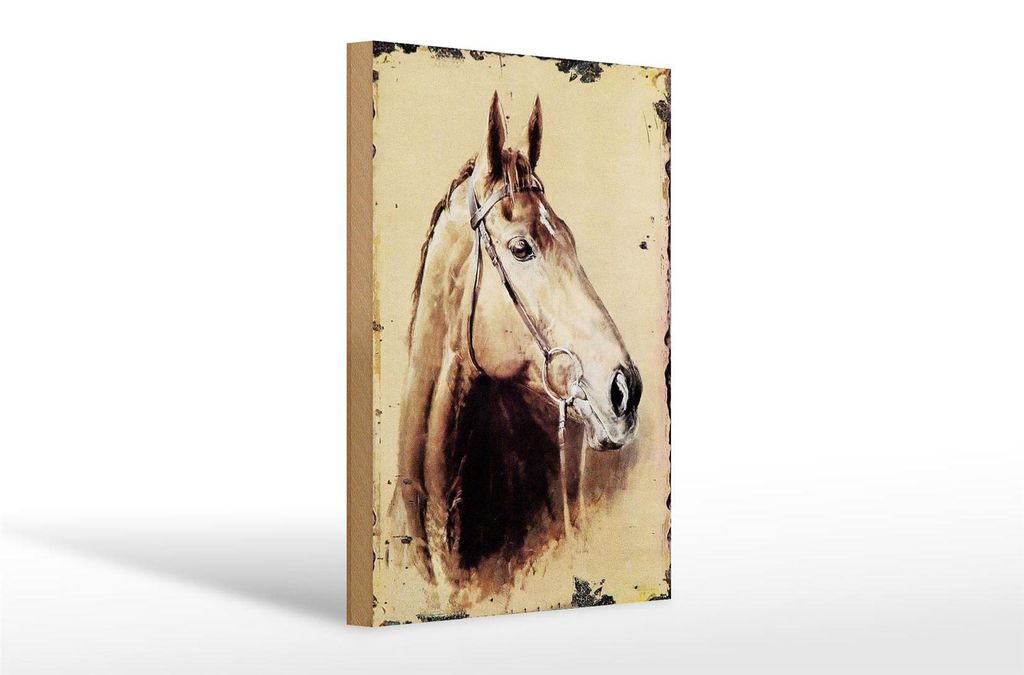 Holzschild Retro 20x30cm Portrait Pferd Kopf