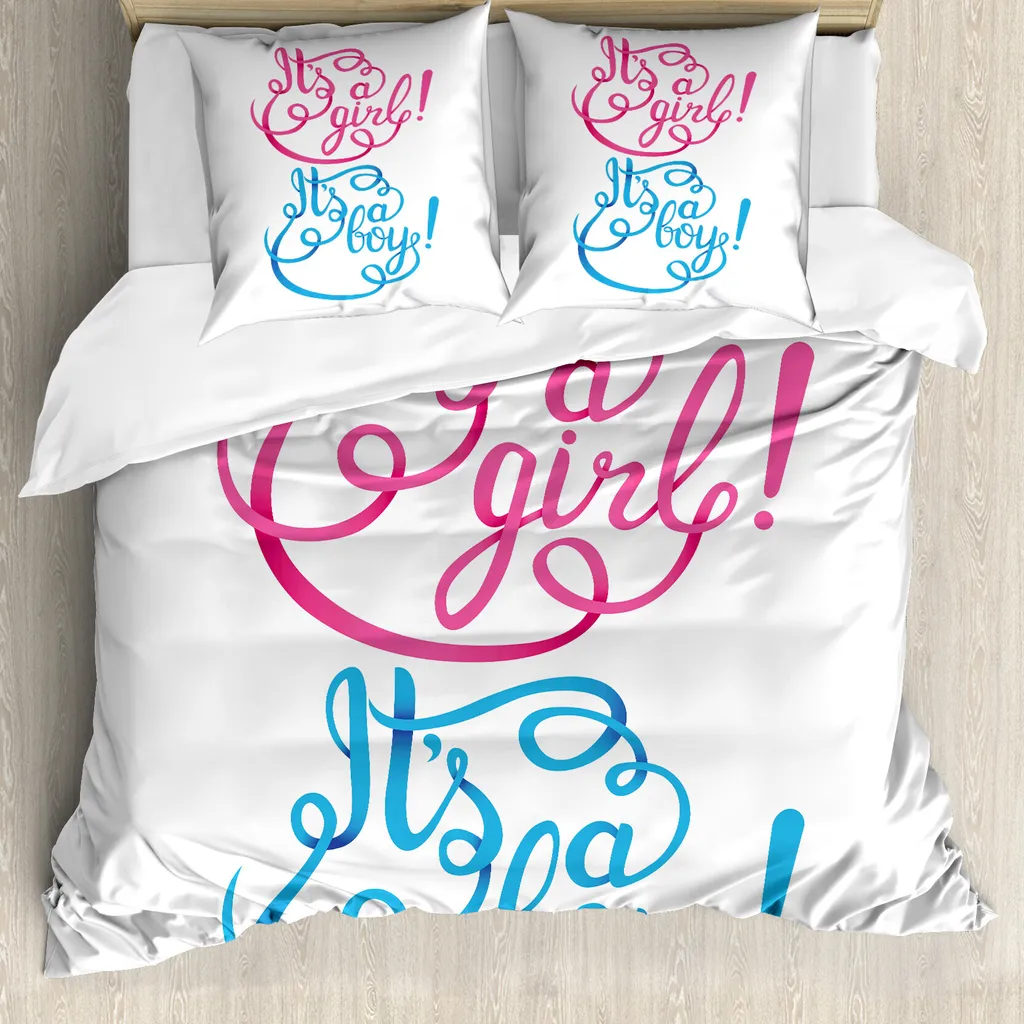 Regalo Nascita Originale: Set Copripiumino ABAKUHAUS Rosa e Blu