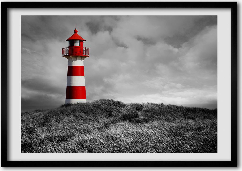 Bild - Bilderrahmen - 100 cm x 70 cm - MDF - Rahmen - Foto - Wandkunst Leuchtturm