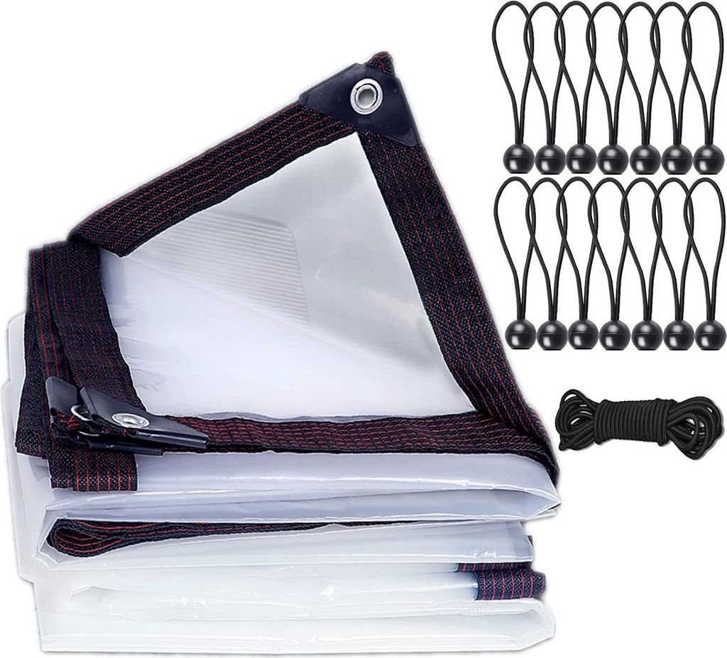 2x5m wasserdicht Transparent Plane mit ösen,abdeckplane baufolie,Regenschutz Windschutz Mehrzweck wasserdicht Plane,Tarp Für Balkon im Pflanzenge...