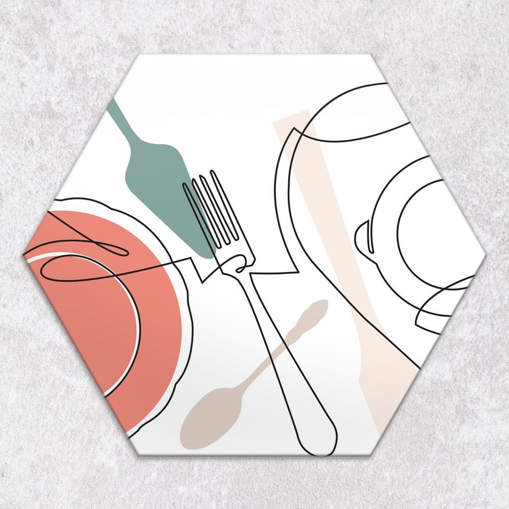 Glas-Herdabdeckplatten Glaskeramikkochfeld-Abdeckung Spritzschutz Glas hexagon 40 cm Besteck Kochinstrumente