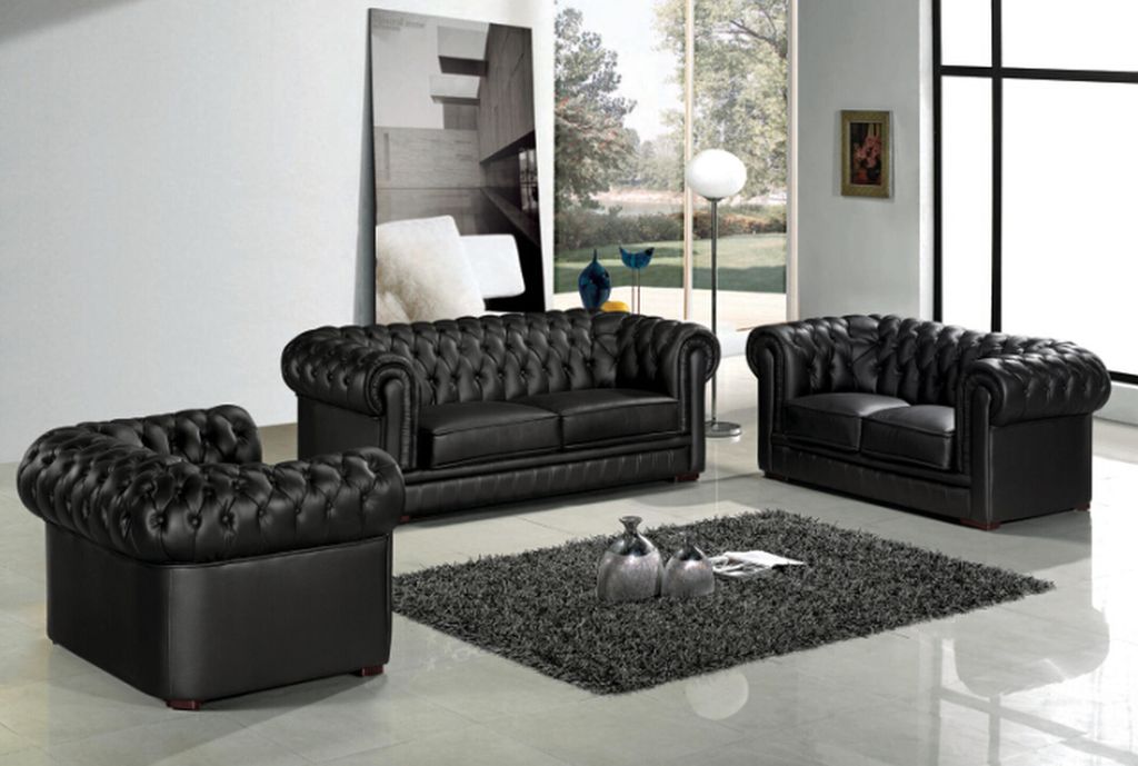 Chesterfield Couch Polster Sofas Klassischer Leder Schaffhau 3+2+1 Sitzer - 21