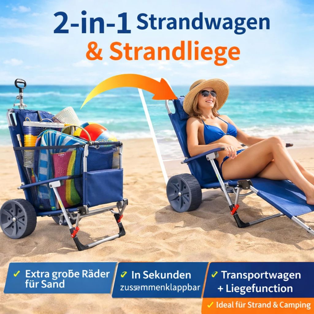 CampAir 2w1 – składany wózek plażowy typu handcart – wózek Zdjęcie produktu 