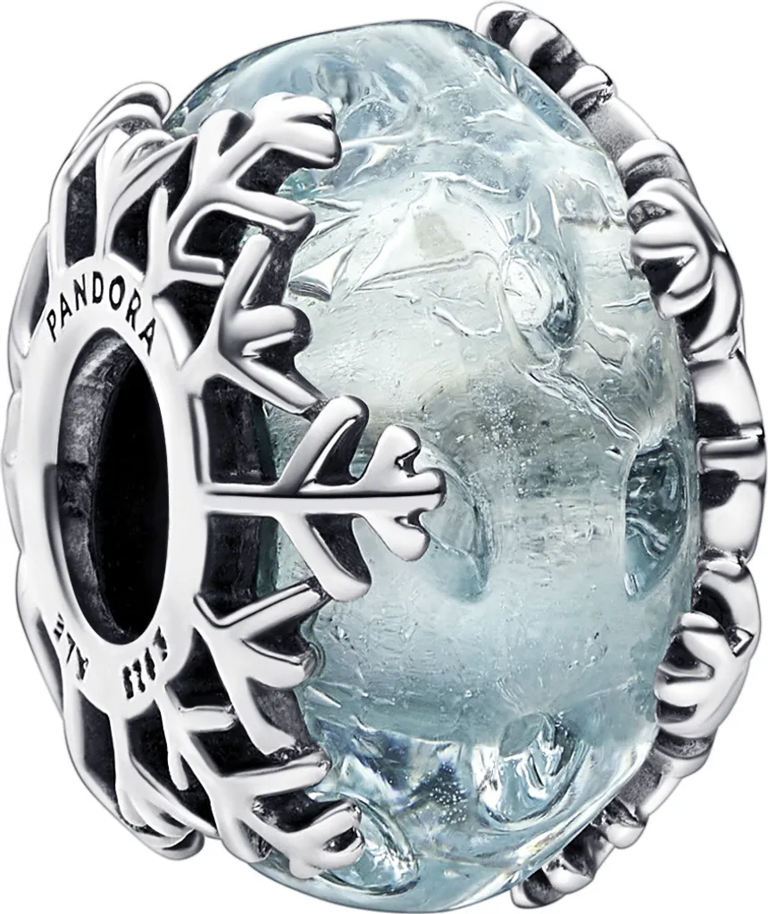 Charm Pandora Flocon de Neige Bleu Hivernal en Verre de Murano 792377C00