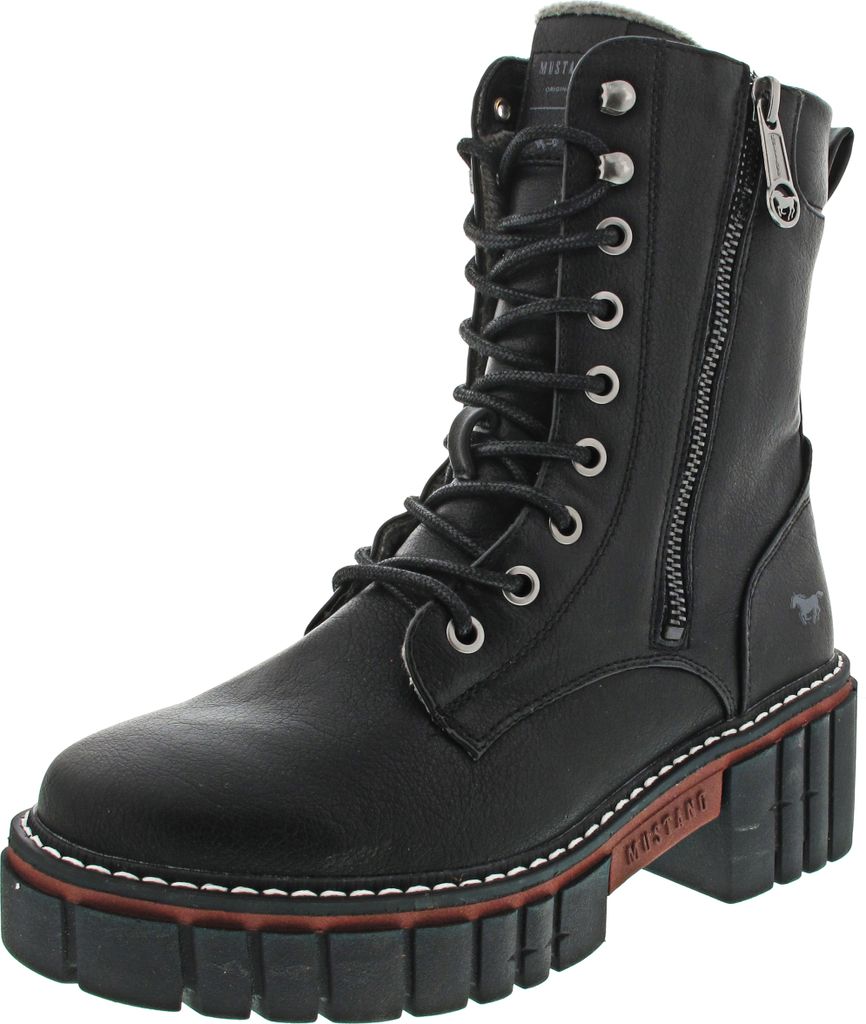 MUSTANG Damen Schnür-Stiefelette 1409-506 – Klassischer Halbschuh Mit Reißverschluss